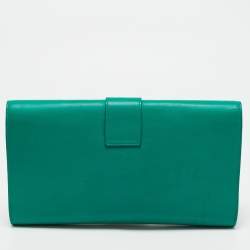 Pre Owned Saint Laurent Green Leather Y-Ligne Clutch