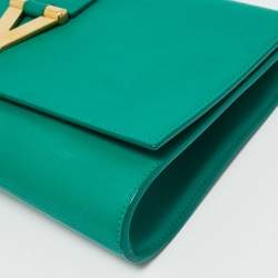 Pre Owned Saint Laurent Green Leather Y-Ligne Clutch