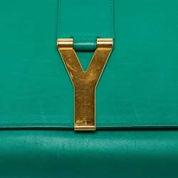 Pre Owned Saint Laurent Green Leather Y-Ligne Clutch
