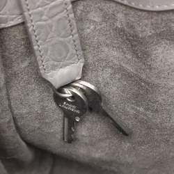 Pre Owned Saint Laurent Grey Croc Embossed Leather Baby Classic Sac De Jour Tote
