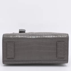 Pre Owned Saint Laurent Grey Croc Embossed Leather Baby Classic Sac De Jour Tote