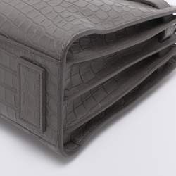 Pre Owned Saint Laurent Grey Croc Embossed Leather Baby Classic Sac De Jour Tote