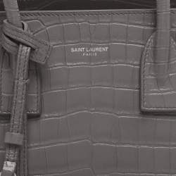 Pre Owned Saint Laurent Grey Croc Embossed Leather Baby Classic Sac De Jour Tote