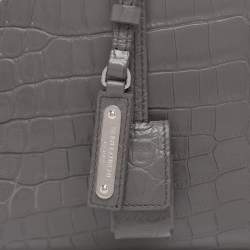 Pre Owned Saint Laurent Grey Croc Embossed Leather Baby Classic Sac De Jour Tote