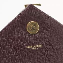 Pre Owned Saint Laurent Burgundy Chevron Leather Large Monogram Envelope Shoulder Bag
