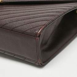 Pre Owned Saint Laurent Burgundy Chevron Leather Large Monogram Envelope Shoulder Bag