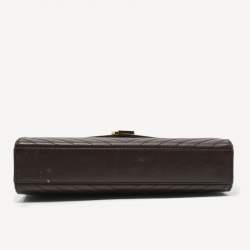 Pre Owned Saint Laurent Burgundy Chevron Leather Large Monogram Envelope Shoulder Bag