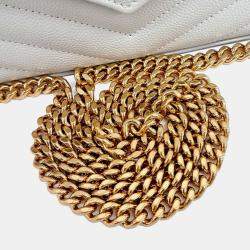 Pre Owned Saint Laurent Paris White Leather Monogram Chain Crossbody Bag