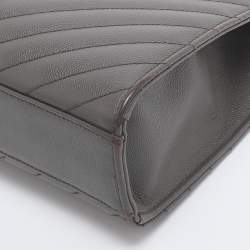 Pre Owned Saint Laurent Grey Matelasse Leather Large Monogram Envelope Shoulder Bag