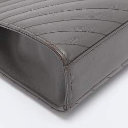 Pre Owned Saint Laurent Grey Matelasse Leather Large Monogram Envelope Shoulder Bag