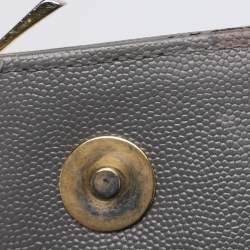 Pre Owned Saint Laurent Grey Matelasse Leather Large Monogram Envelope Shoulder Bag