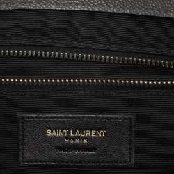 Pre Owned Saint Laurent Grey Matelasse Leather Large Monogram Envelope Shoulder Bag