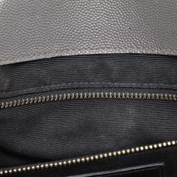 Pre Owned Saint Laurent Grey Matelasse Leather Large Monogram Envelope Shoulder Bag