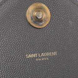 Pre Owned Saint Laurent Grey Matelasse Leather Large Monogram Envelope Shoulder Bag