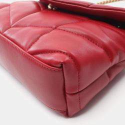 Pre Owned Saint Laurent Paris Puffer Toy Red Leather Shoulder Bag
