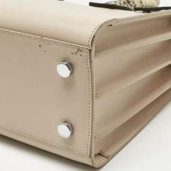 Pre Owned Saint Laurent Beige/Black Leather and Snakeskin Embossed Baby Classic Sac De Jour Tote