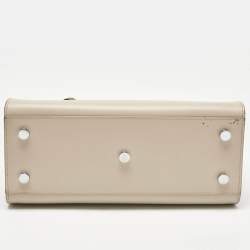 Pre Owned Saint Laurent Beige/Black Leather and Snakeskin Embossed Baby Classic Sac De Jour Tote