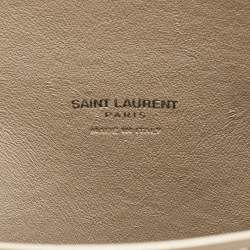 Pre Owned Saint Laurent Beige/Black Leather and Snakeskin Embossed Baby Classic Sac De Jour Tote