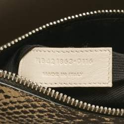 Pre Owned Saint Laurent Beige/Black Leather and Snakeskin Embossed Baby Classic Sac De Jour Tote