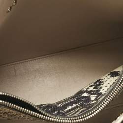 Pre Owned Saint Laurent Beige/Black Leather and Snakeskin Embossed Baby Classic Sac De Jour Tote