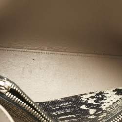 Pre Owned Saint Laurent Beige/Black Leather and Snakeskin Embossed Baby Classic Sac De Jour Tote