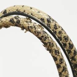 Pre Owned Saint Laurent Beige/Black Leather and Snakeskin Embossed Baby Classic Sac De Jour Tote