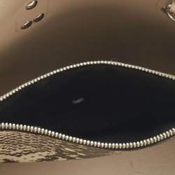 Pre Owned Saint Laurent Beige/Black Leather and Snakeskin Embossed Baby Classic Sac De Jour Tote