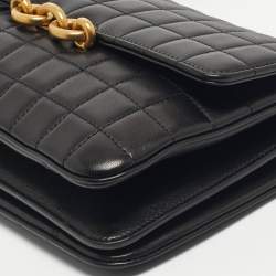 Pre Owned Saint Laurent Black Quilted Leather Le Maillon Shoulder Bag