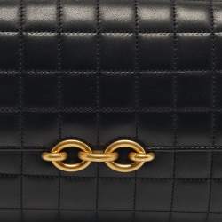 Pre Owned Saint Laurent Black Quilted Leather Le Maillon Shoulder Bag