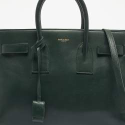 Pre Owned Saint Laurent Green Leather Small Classic Sac De Jour Tote
