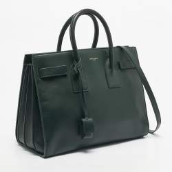 Pre Owned Saint Laurent Green Leather Small Classic Sac De Jour Tote