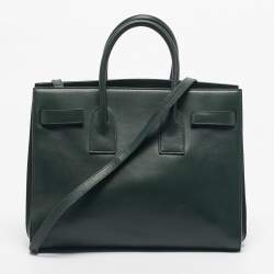 Pre Owned Saint Laurent Green Leather Small Classic Sac De Jour Tote