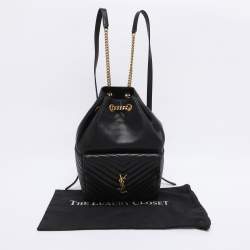Pre Owned Saint Laurent Paris Black Leather Joe Drawstring Backpack
