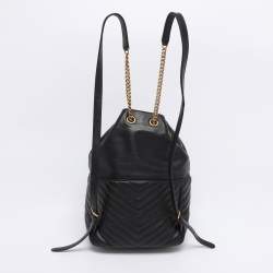 Pre Owned Saint Laurent Paris Black Leather Joe Drawstring Backpack