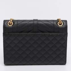 Pre Owned Saint Laurent Black Mix Matelassé Leather Medium Envelope Chain Bag
