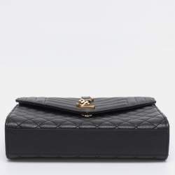 Pre Owned Saint Laurent Black Mix Matelassé Leather Medium Envelope Chain Bag