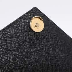 Pre Owned Saint Laurent Black Mix Matelassé Leather Medium Envelope Chain Bag