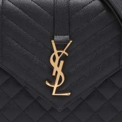 Pre Owned Saint Laurent Black Mix Matelassé Leather Medium Envelope Chain Bag