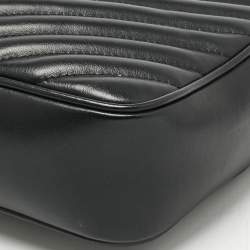 Pre Owned Saint Laurent Black Matelassé Leather Lou Camera Crossbody Bag