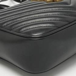 Pre Owned Saint Laurent Black Matelassé Leather Lou Camera Crossbody Bag