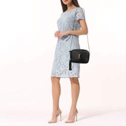 Pre Owned Saint Laurent Black Matelassé Leather Lou Camera Crossbody Bag