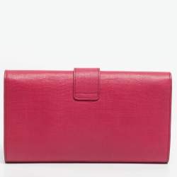 Pre Owned Saint Laurent Fuchsia Textured Leather Ligne Y Clutch
