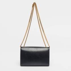 Pre Owned Saint Laurent Black Leather Small Monogram Kate Chain Bag