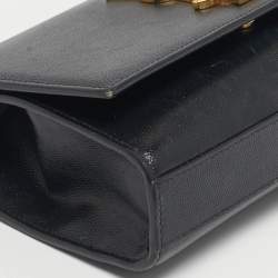 Pre Owned Saint Laurent Black Leather Small Monogram Kate Chain Bag