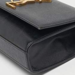 Pre Owned Saint Laurent Black Leather Small Monogram Kate Chain Bag