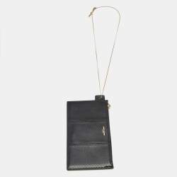 Pre Owned Saint Laurent Black Snakeskin Slim Chain Pouch 