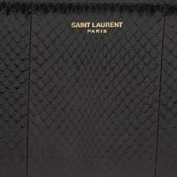 Pre Owned Saint Laurent Black Snakeskin Slim Chain Pouch 