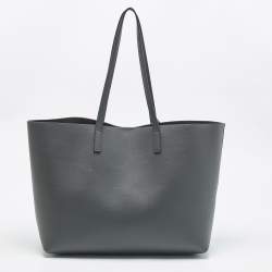 Pre Owned حقيبة تسوق شرق/غرب سان لوران جلد رمادي عاصف بحجم كبير