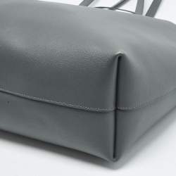 Pre Owned حقيبة تسوق شرق/غرب سان لوران جلد رمادي عاصف بحجم كبير