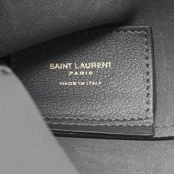 Pre Owned حقيبة تسوق شرق/غرب سان لوران جلد رمادي عاصف بحجم كبير